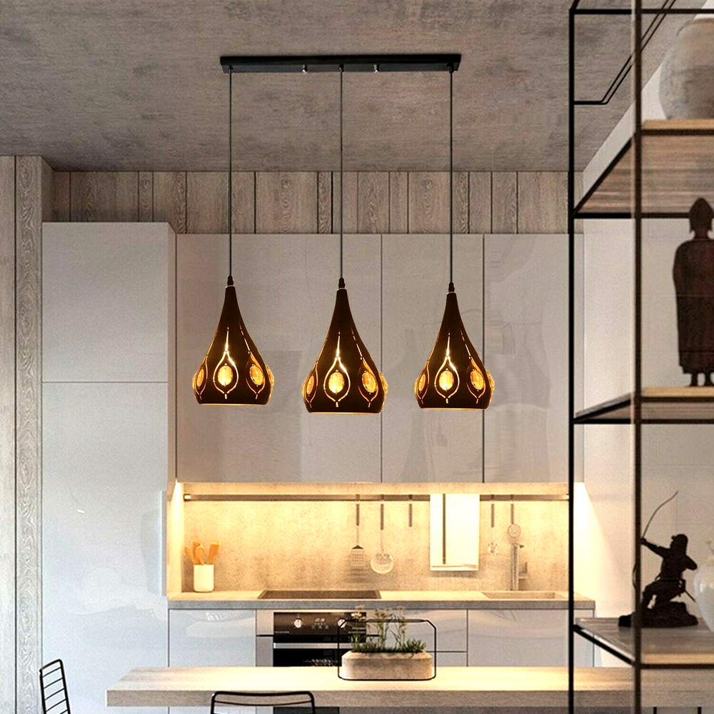 Black Teardrop Cluster Pendant Light