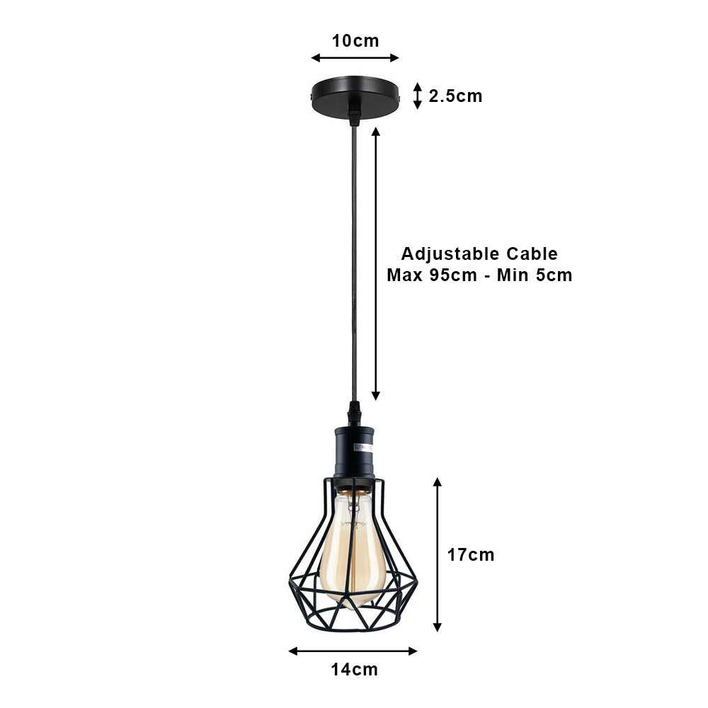 Black Vintage Cage Pendant Light