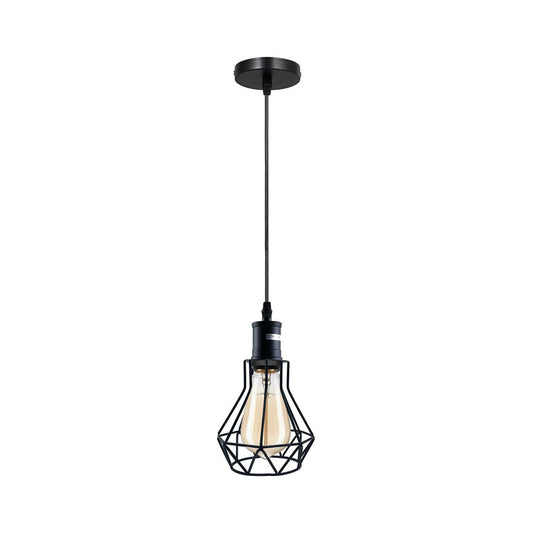 Black Vintage Cage Pendant Light