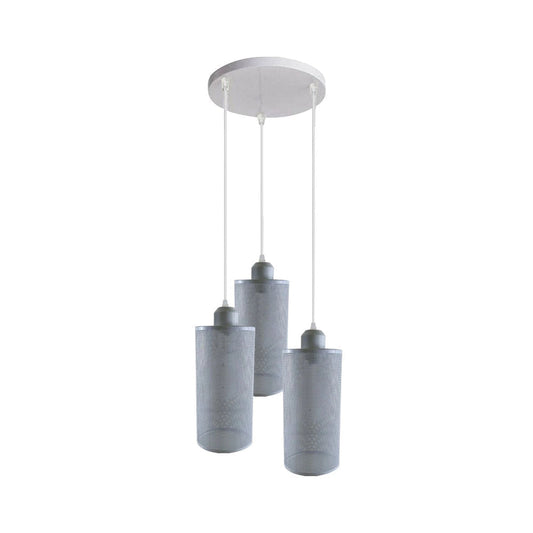 White 3 Way Cage Cylinder Pendant Light