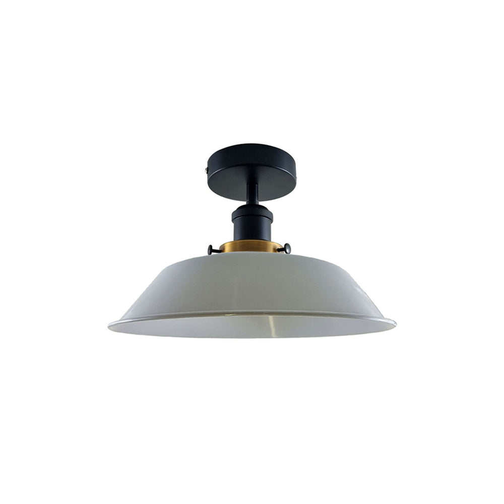 White Bowl Industrial Ceiling Light - Flush Mounted