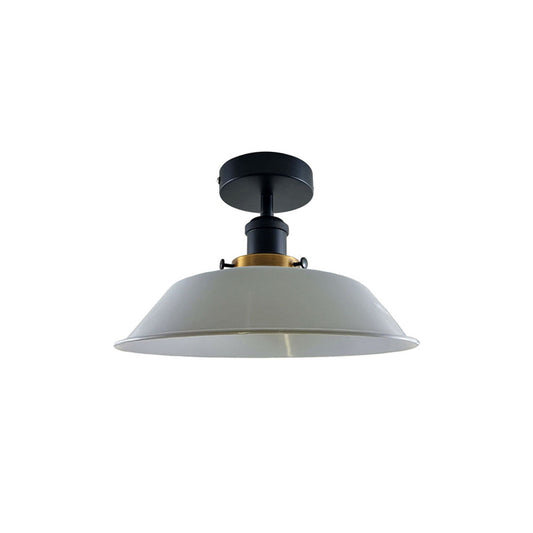 White Bowl Industrial Ceiling Light - Flush Mounted