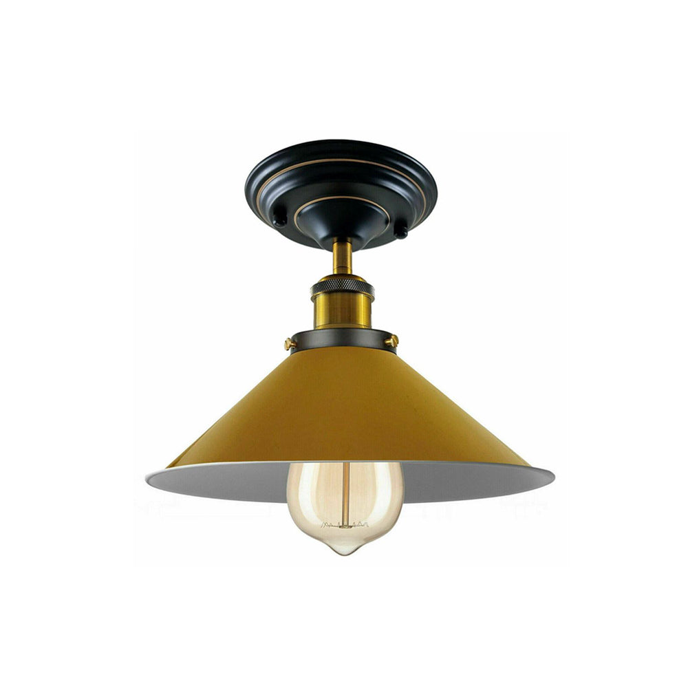 Yellow Cone Vintage Style Ceiling Light - Flush Mounted