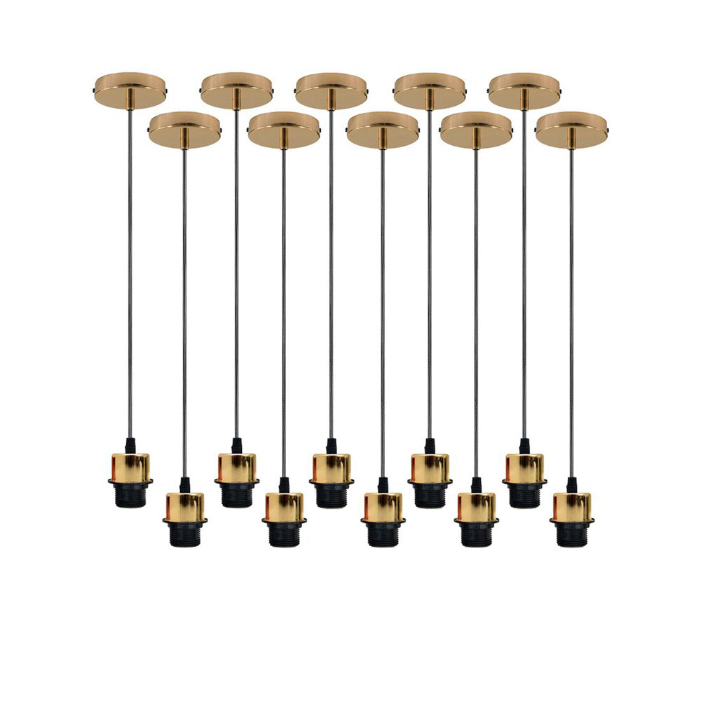 10 Pack Industrial French Gold Pendant Light Fittings - Without Bulbs