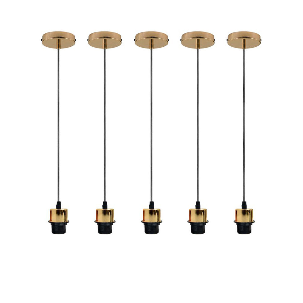 5 Pack Industrial French Gold Pendant Light Fittings - Without Bulbs