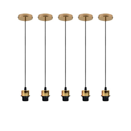 5 Pack Industrial French Gold Pendant Light Fittings - Without Bulbs