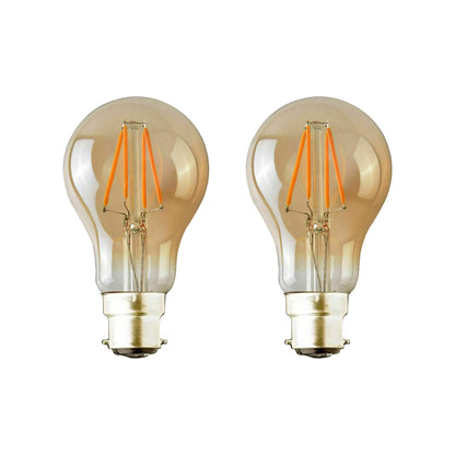 A60 B22 / E27 - 4W / 8W Edison Dimmable LED Bulbs - Vintage Amber / Cool White - 2 Pack