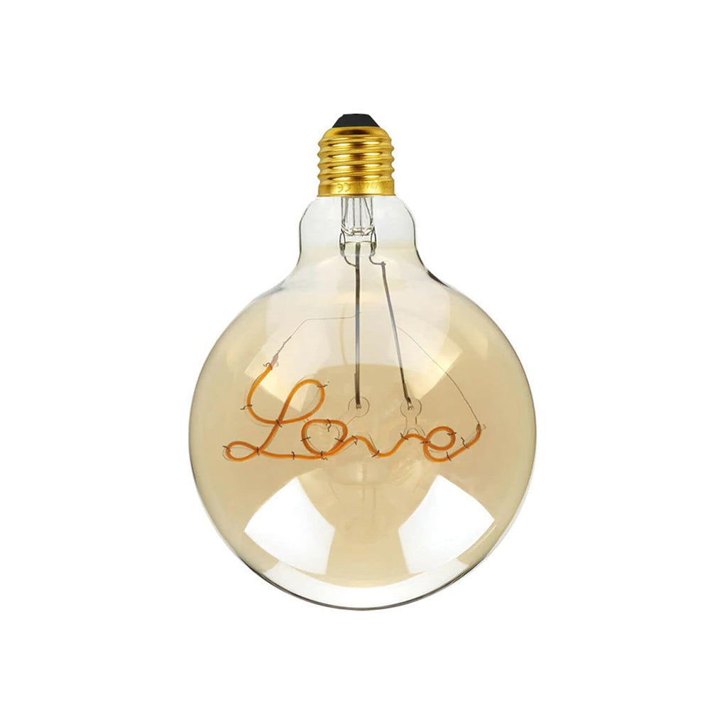 G125 E27 4W Edison Dimmable LED Bulb - Love Filament - Vintage Amber - Warm White