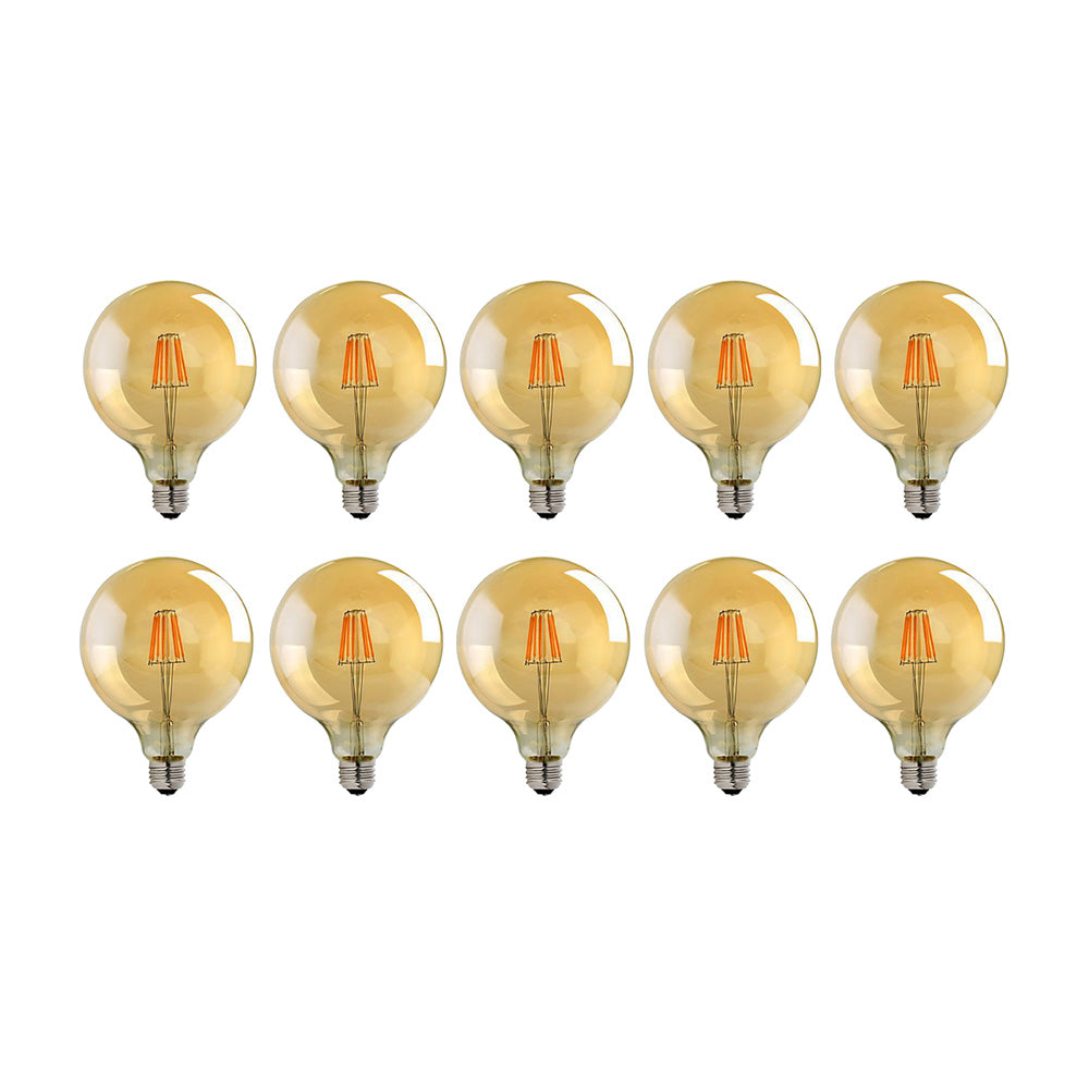 G125 E27 8W Edison Dimmable LED Bulbs - Vintage Amber - Warm White 2700K - 10 Pack