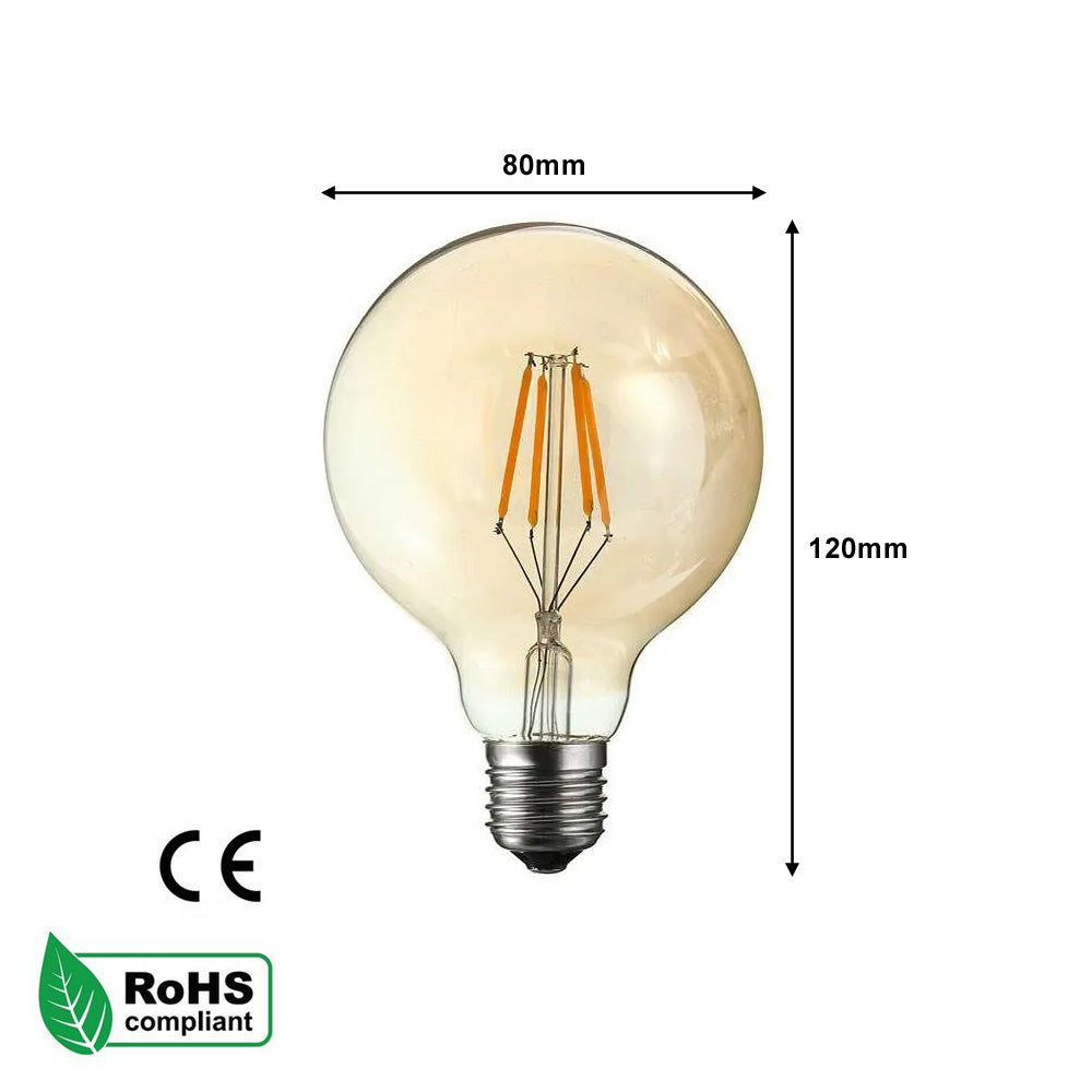 G80 E27 4W Edison Dimmable LED Bulb - Vintage Amber - Warm White 2700K