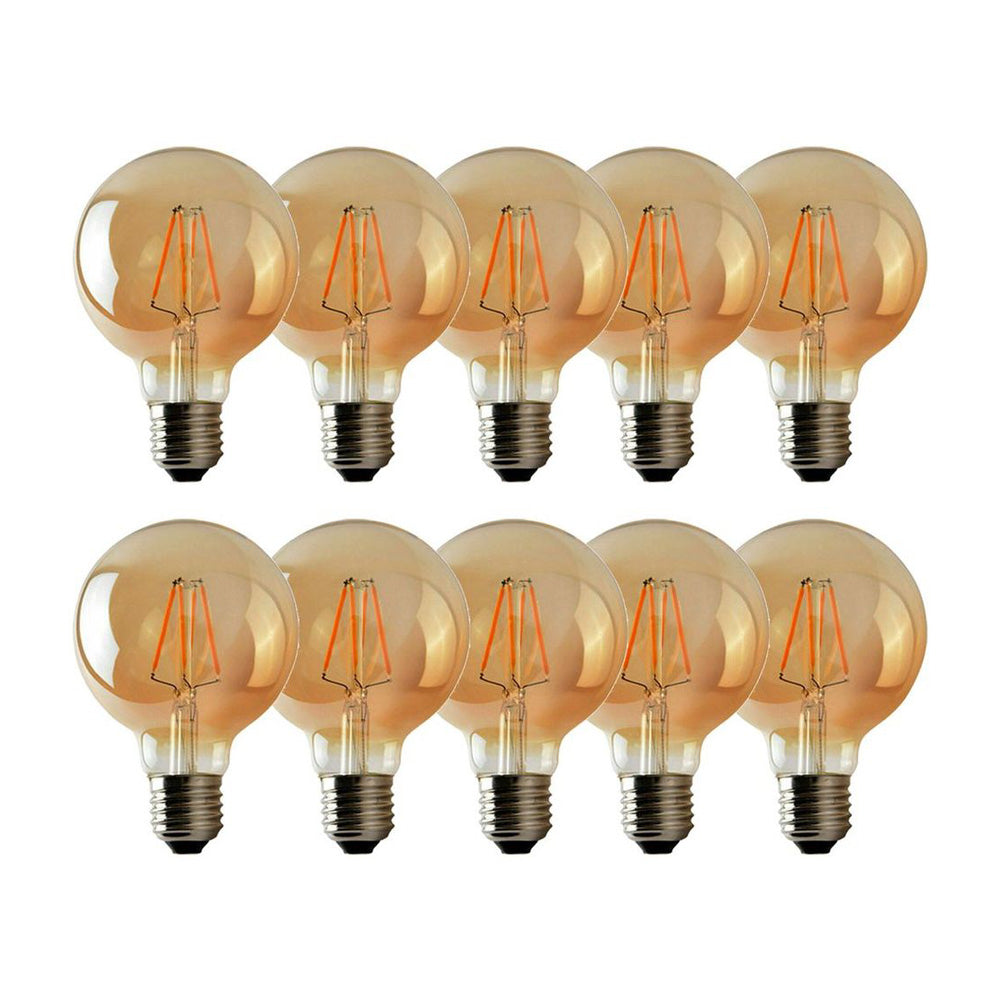 G95 E27 4W Edison Dimmable LED Bulbs - Vintage Amber - Warm White - 10 Pack