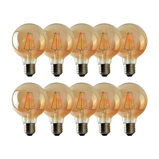 G95 E27 4W Edison Dimmable LED Bulbs - Vintage Amber - Warm White 2700K - 10 Pack