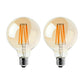 G95 E27 8W Edison Dimmable LED Bulbs - Vintage Amber - Warm White - 2 Pack