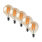 G95 E27 8W Edison Dimmable LED Bulbs - Vintage Amber - Warm White - 5 Pack