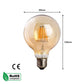 G95 E27 8W Edison Dimmable LED Bulbs - Vintage Amber - Warm White 2700K - 3 Pack