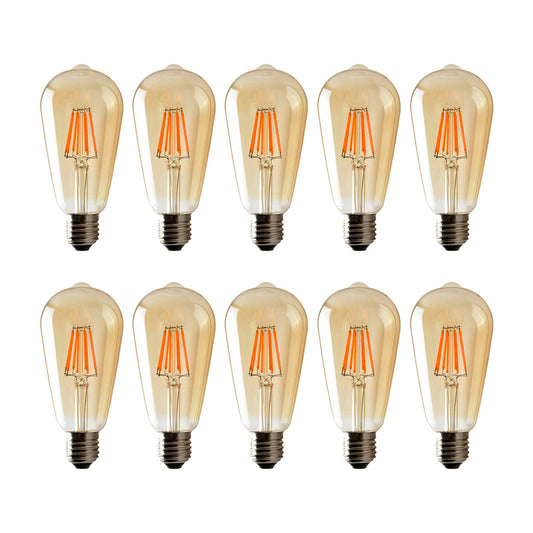ST64 E27 6W Edison Dimmable LED Bulbs - Vintage Amber - Warm White 2700K - 10 Pack