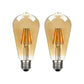 ST64 E27 8W Edison Dimmable LED Bulbs - Vintage Amber - Warm White 2700K - 2 Pack