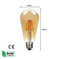 ST64 E27 8W Edison Dimmable LED Bulbs - Vintage Amber - Warm White 2700K - 5 Pack