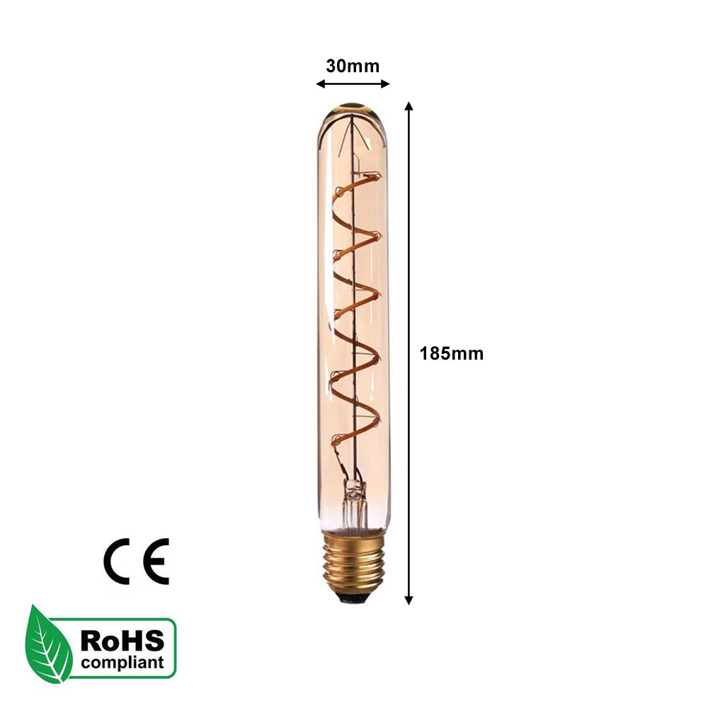 T185 E27 4W Edison Non Dimmable LED Bulb - Vintage Amber - Warm White 2700K