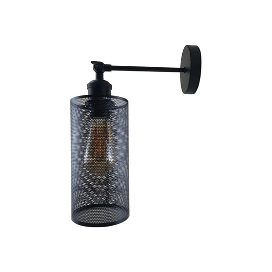 Black Cage Cylinder Wall Light