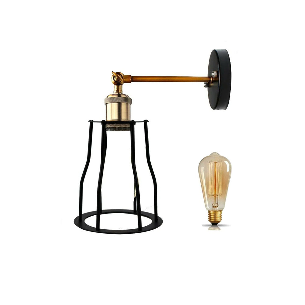 Black & Brass Vintage Cage Wall Light