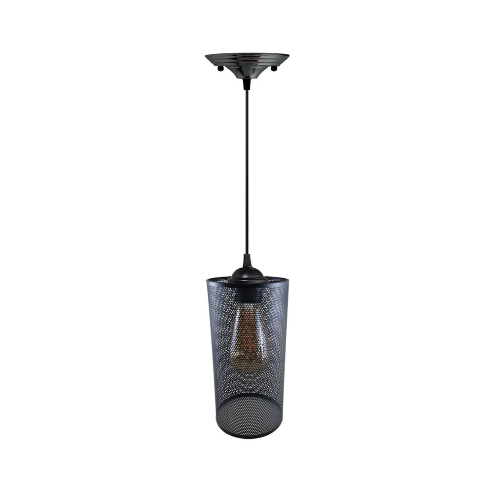 Cage Cylinder Black Pendant Light