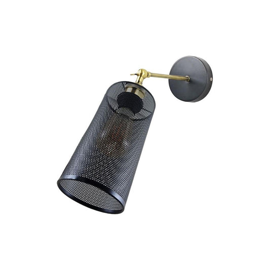Black & Brass Cage Cylinder Wall Light
