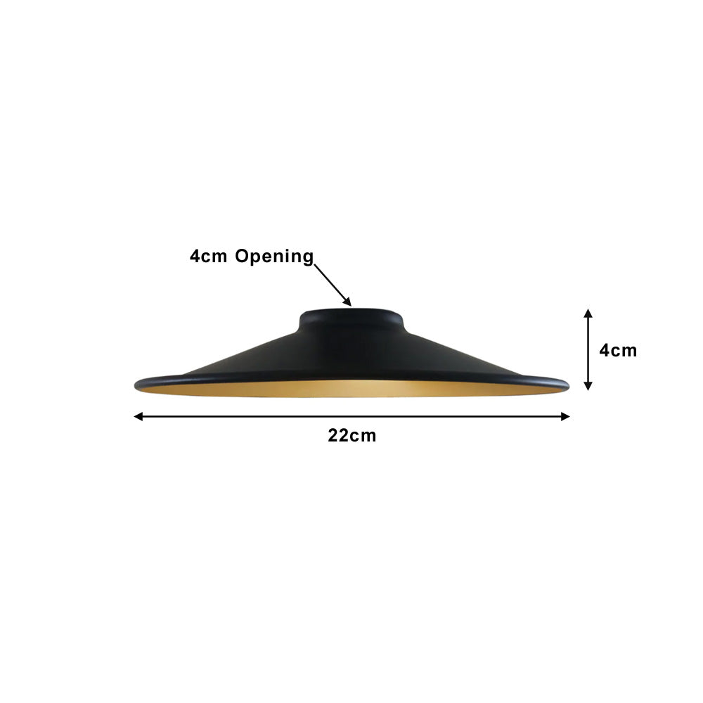 Black (Gold Inner) Flat Vintage Light Shade