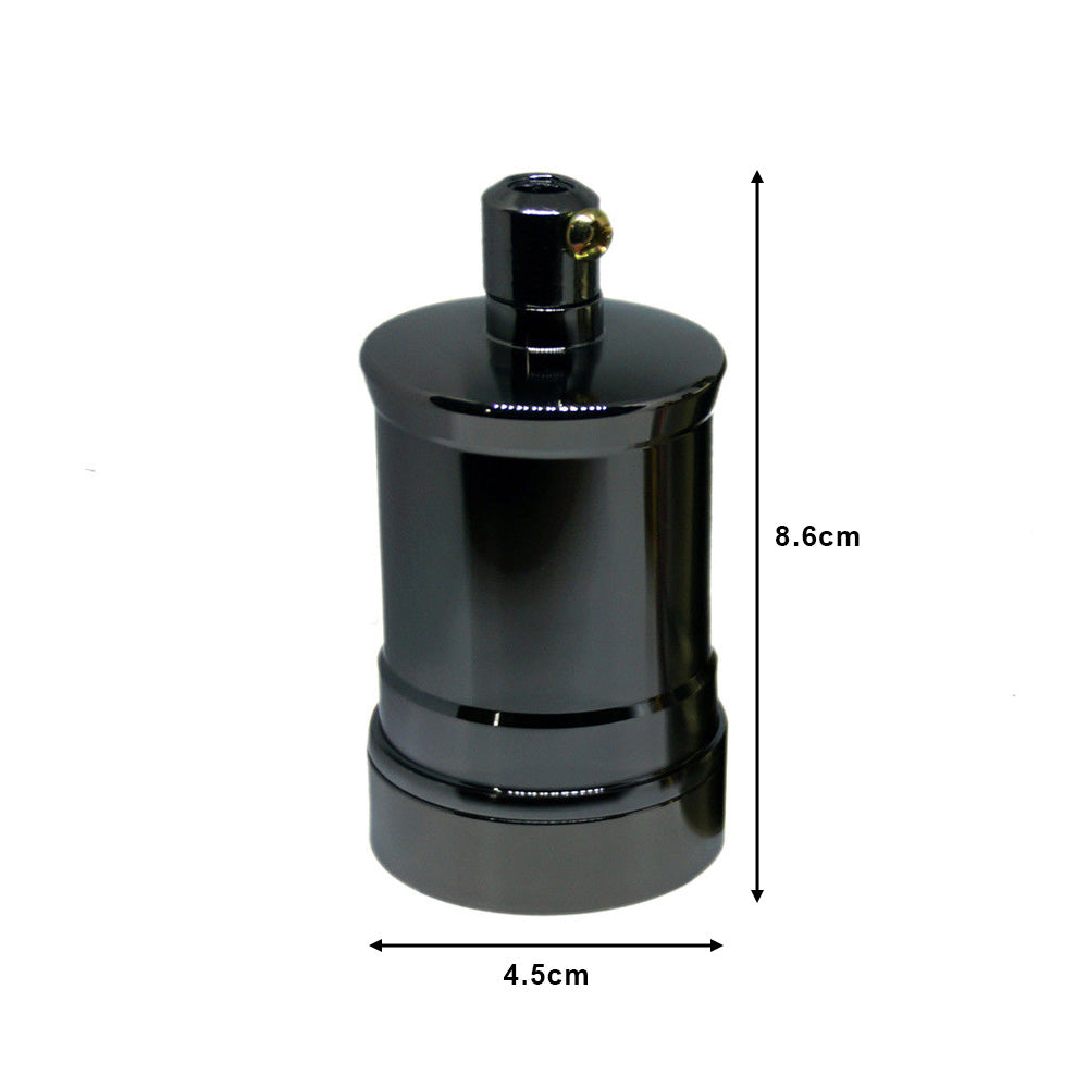 Black E27 Vintage Industrial Metal Pendant Lamp Holder - Decorative Bulb Holder
