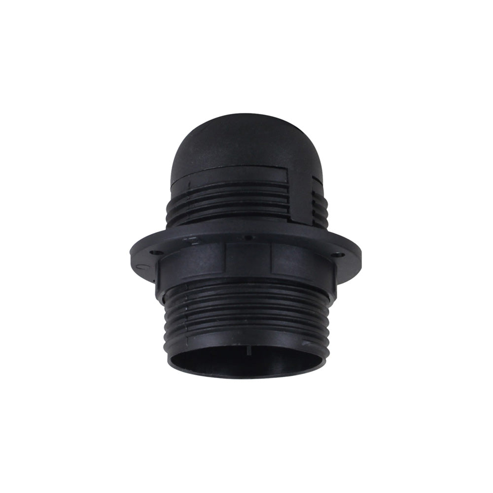 Black E27 Plastic Pendant Lamp Holder with Removable Lampshade Collar - Bulb Holder