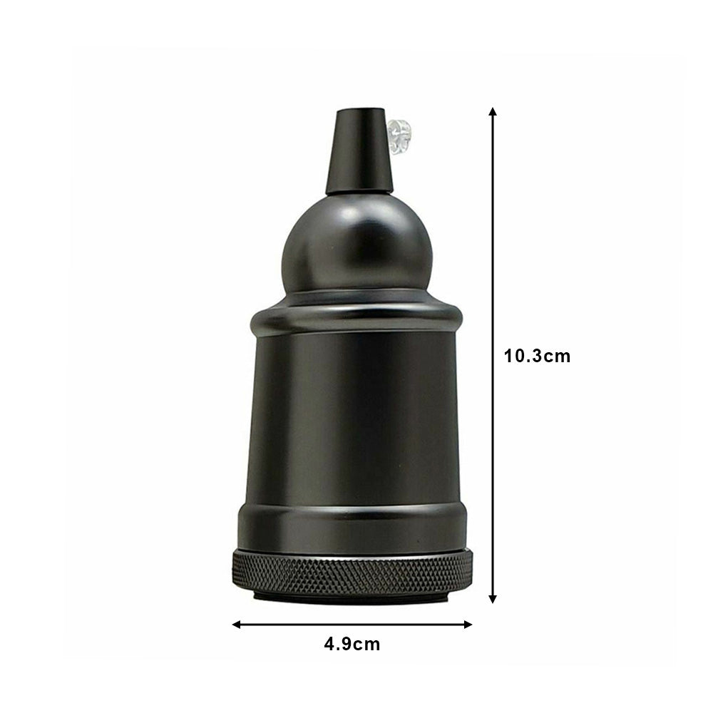 Matt Black E27 Vintage Metal Pendant Lamp Holder with Bubble Shaped Top - Edison Screw Bulb Holder