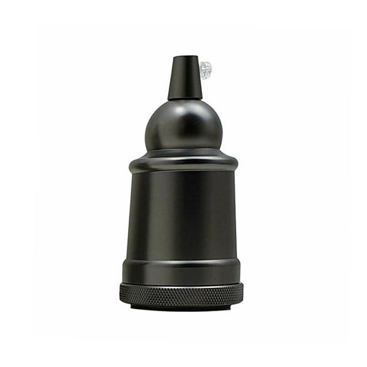 Matt Black E27 Vintage Metal Pendant Lamp Holder with Bubble Shaped Top - Edison Screw Bulb Holder