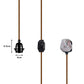 Black E27 Vintage Plastic Lamp Holder with 2m Gold Fabric Cable - UK Plug & Dimmer Switch