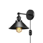 Black Plug In Wall Light – Industrial Wall Lamp with Switch & UK Plug