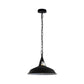 Black (White Inner) Barn Style Industrial Pendant Light - With Chain