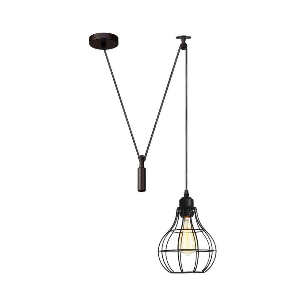 Black Vase Cage Counterweight Pendant Light