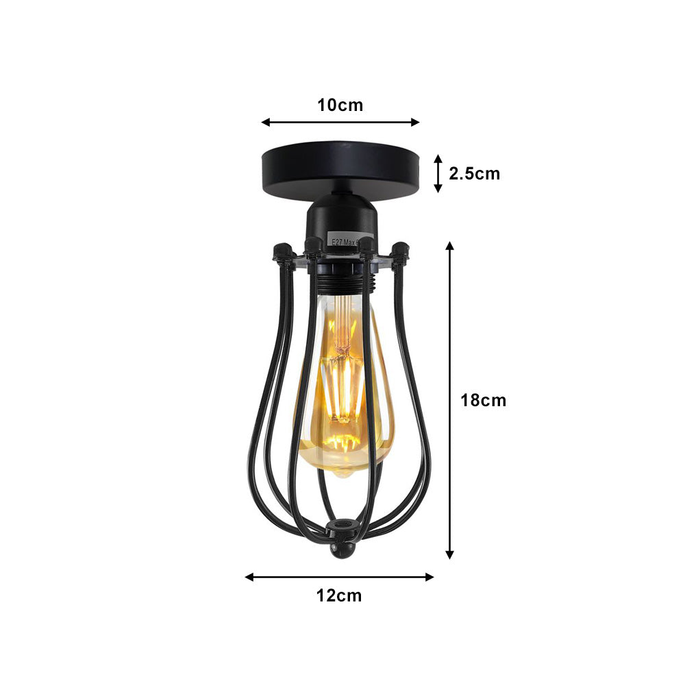 Black Balloon Cage Industrial Ceiling Light - With Bulb