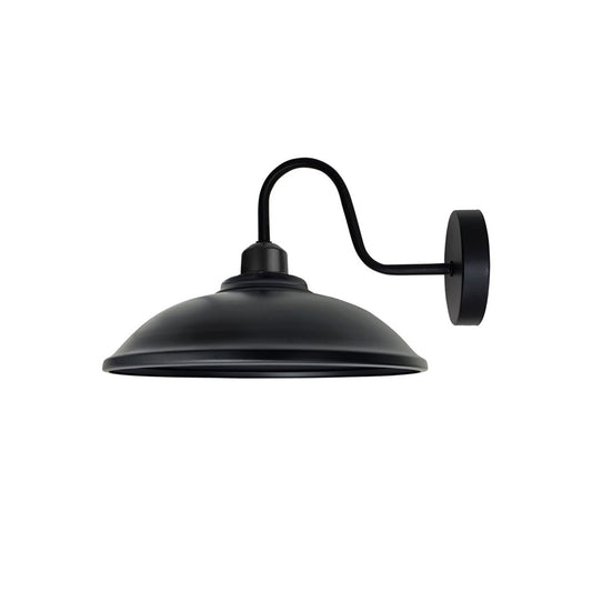 Black Bowl Vintage Swan Neck Wall Light - Without Bulb