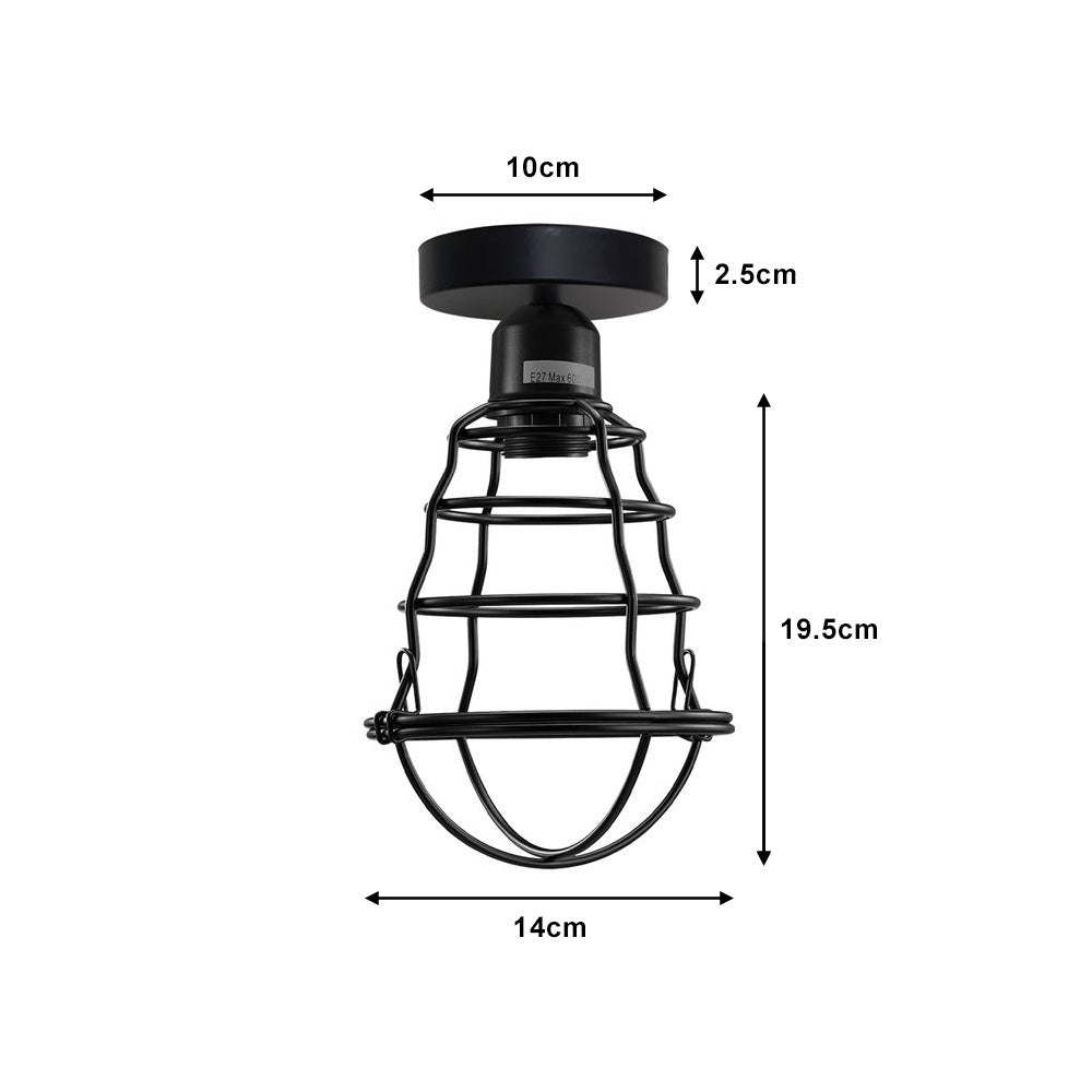 Black Cage Industrial Ceiling Light - Without Bulb