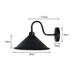 Black Cone Retro Swan Neck Wall Light - Without Bulb