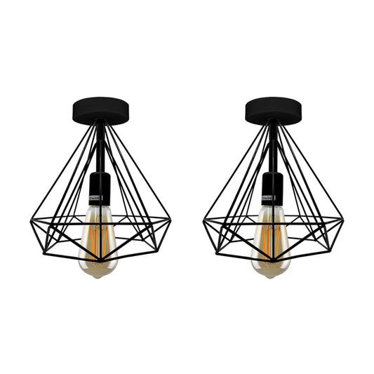 Black Diamond Cage Ceiling Lights - 2 Pack