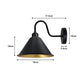 Black (Gold Inner) Cone Vintage Swan Neck Wall Light - Without Bulb