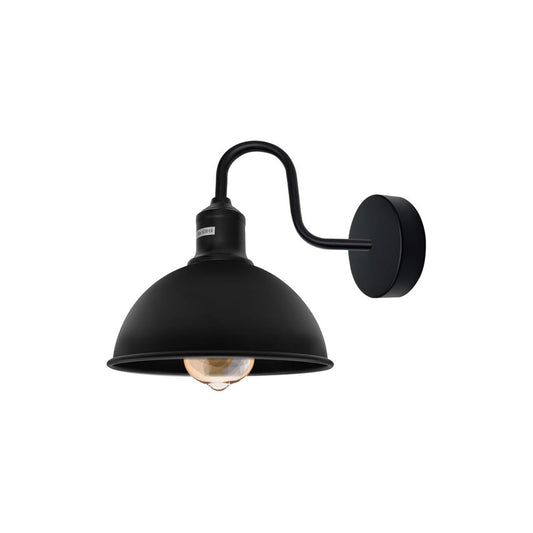 Black Dome Industrial Swan Neck Wall Light