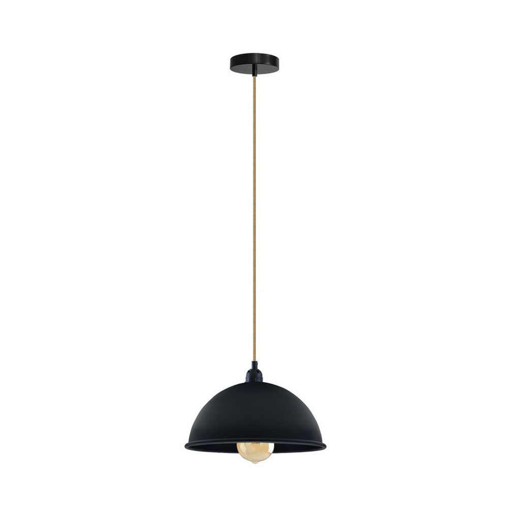 Black Small Dome Pendant Light - Black Inner