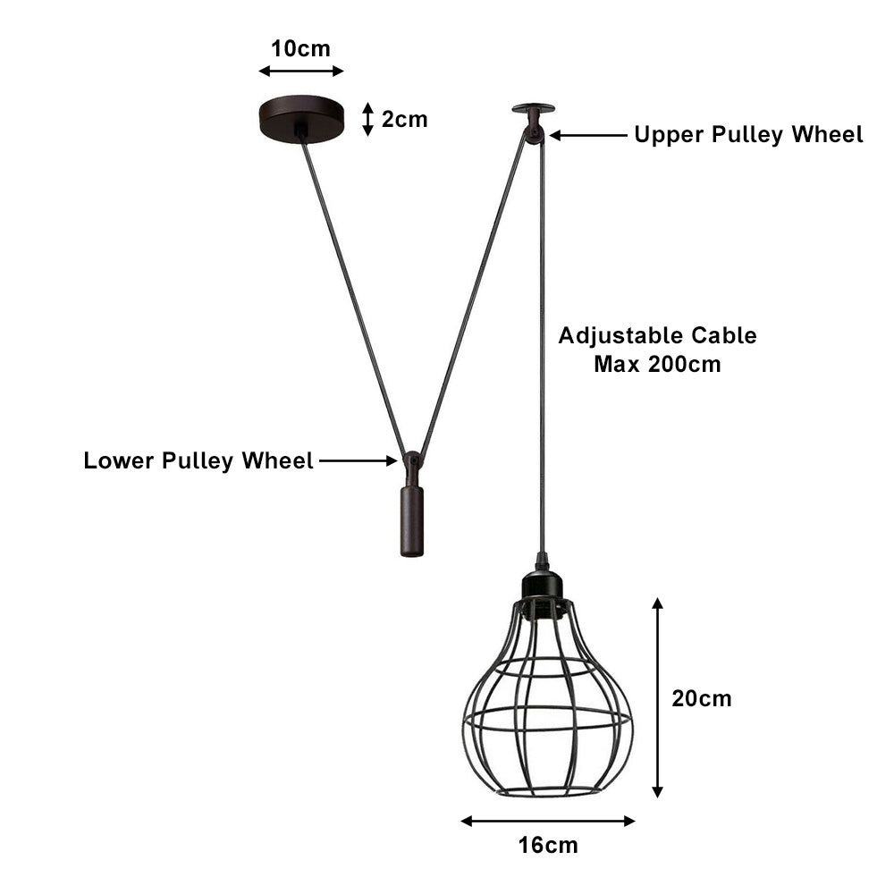 Black Vase Cage Counterweight Pendant Light