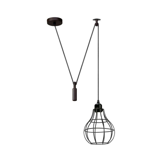 Black Vase Cage Counterweight Pendant Light