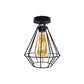 Black Retro Cage Industrial Ceiling Light - With Bulb