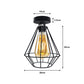 Black Retro Cage Industrial Ceiling Light - With Bulb