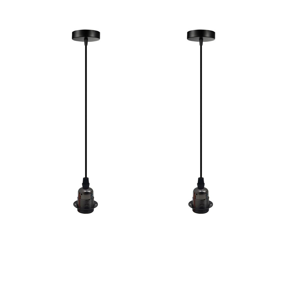 Black Vintage Industrial Pendant Light Fitting - 2 Pack