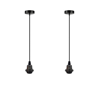 Black Vintage Industrial Pendant Light Fitting - 2 Pack